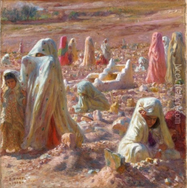 Femmes Arabes Au Cimetiere Oil Painting - Alphonse Etienne Dinet