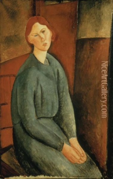 Portrait De Anne Bjarne Oil Painting - Amedeo Modigliani