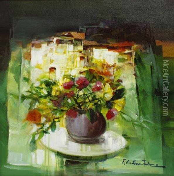 Jarron De Flores Oil Painting - Constantino Fernandes