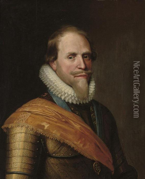 Portrait Of Maurice Of Nassau Oil Painting - Michiel Jansz. Van Miereveldt