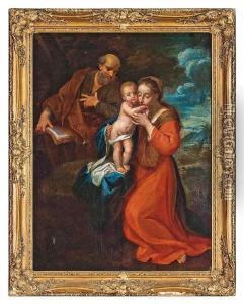 The Holy Family Oil Painting - Andrea Sacchi