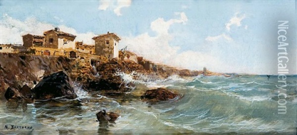 Vista De La Costa Oil Painting - Mariano Barbasan Lagueruela