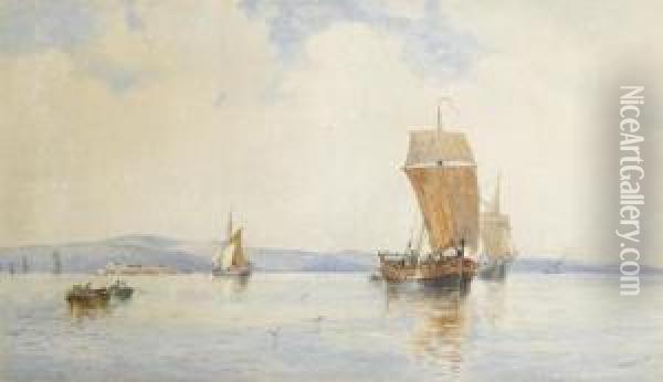 Fishing Boats Off A Fort Oil Painting - Walter William May