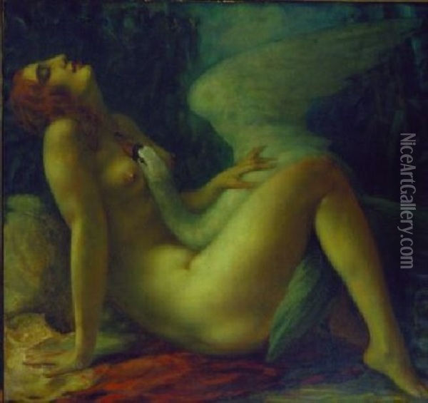 Leda And The Swan Oil Painting - Arnold Boecklin