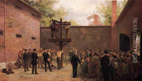 The Pillory and Whipping Post, New Castle, Delaware Oil Painting - Edward Lamson Henry