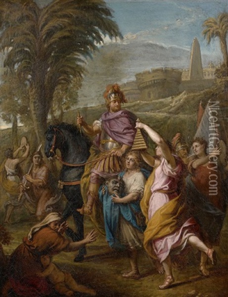 Le Triomphe De David Oil Painting - Charles de La Fosse