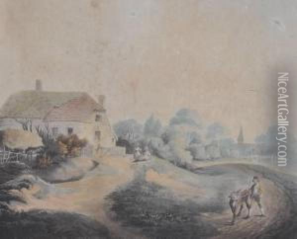 Cottage Scene Near Colchester Oil Painting - Francis Jukes