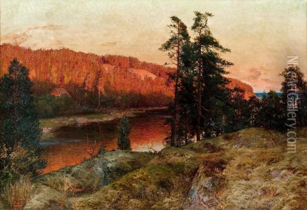 Evening Sun At Farsvik Oil Painting - Erik Abrahamsson