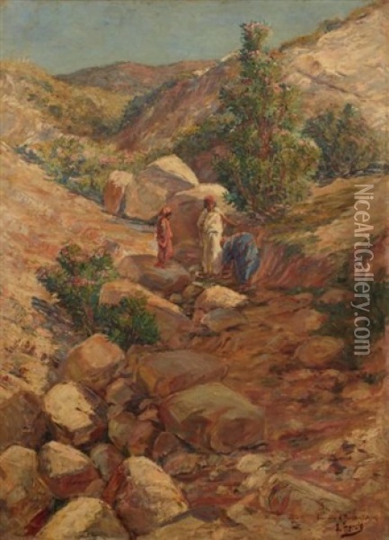Environs D'azeffoun Kabylie Surroundings Of Azeffoun Kabylie Oil Painting - Edouard Herzig