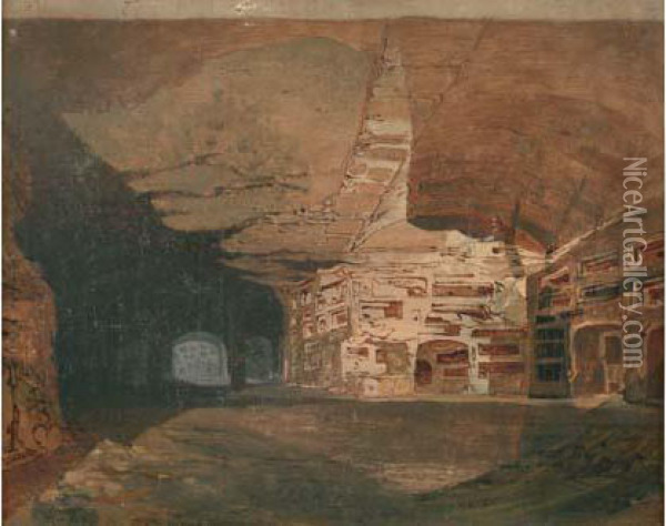 Rome, Les Catacombes Oil Painting - Nicolas Louis Cabat