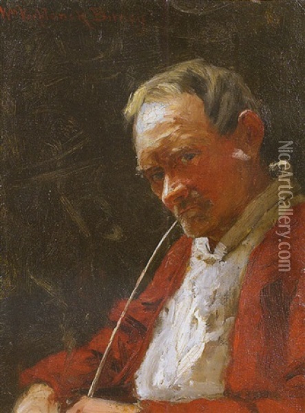 Pipe Smoker Oil Painting - William Verplanck Birney