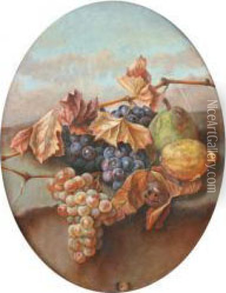 Nature Morte Aux Raisins, Au Citron Et A La Poire Oil Painting - Marie Octavie Sturel Paigne