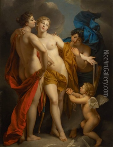 Les Trois Graces Et L'amour Captif Oil Painting - Pierre Joseph Celestin Francois