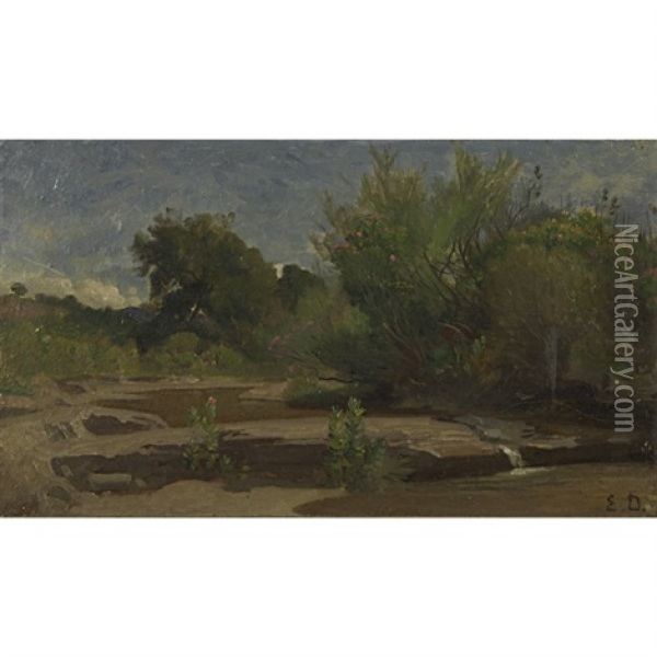 An Arid Landscape Oil Painting - Etienne Duval