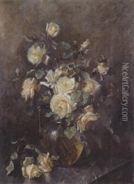 Rosenstraus In Einer Vase Oil Painting - Marie Nyl-Frosch