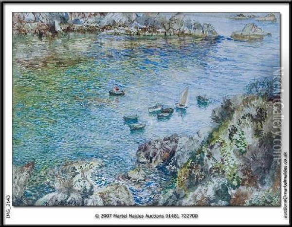 Saint's Bay, Guernsey Watercolour,signed 10 X 12in Oil Painting - William John Caparne
