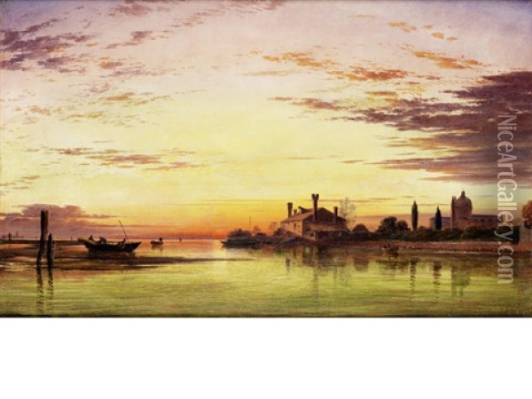 Venice, Sunset After Rain Oil Painting - Edward William Cooke