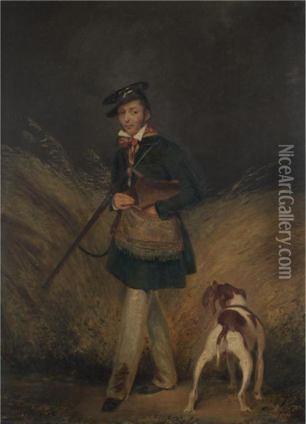Huntsman And Dog Oil Painting - James Barenger