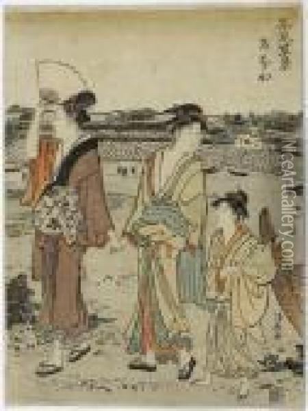 Takanawa, From The Series Ten Teahouses Oil Painting - Torii Kiyonaga
