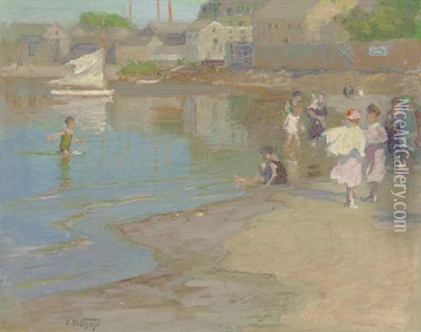 Children Playing On The Beach Oil Painting - Edward Henry Potthast