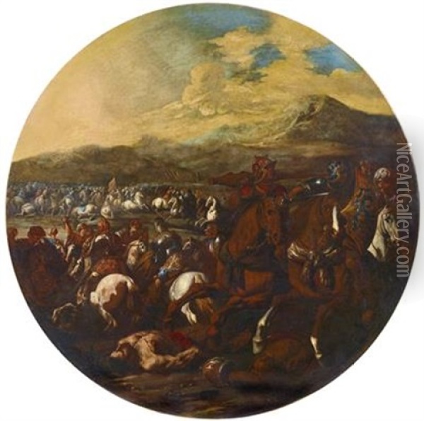 Battle Scene Oil Painting - Aniello Falcone