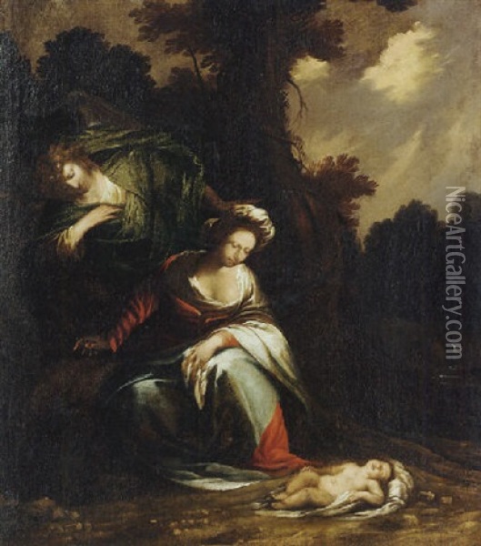 Hagar And The Angel Oil Painting - Pietro Ricchi