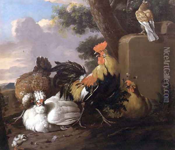 Birds in a Landscape Oil Painting - Pieter Casteels
