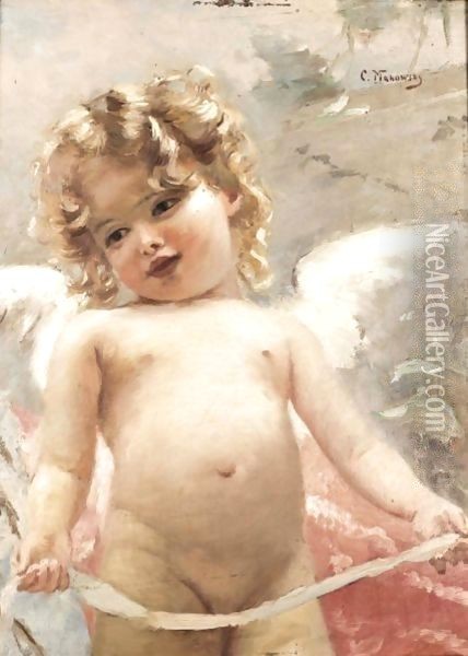 Study For A Putto From The Toilet Of Venus Oil Painting - Konstantin Egorovich Egorovich Makovsky