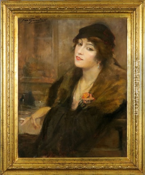 Portrait De Femme Oil Painting - Jean Leon Henri Gouweloos