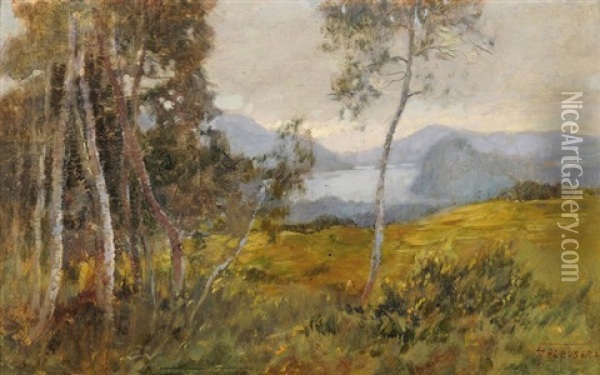 Zwei Voralpine Landschaften (2 Works) Oil Painting - Gioacchino Galbusera