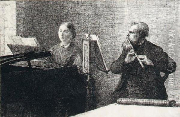 Un Morceau De Schumann Oil Painting - Ignace Henri Jean Fantin-Latour