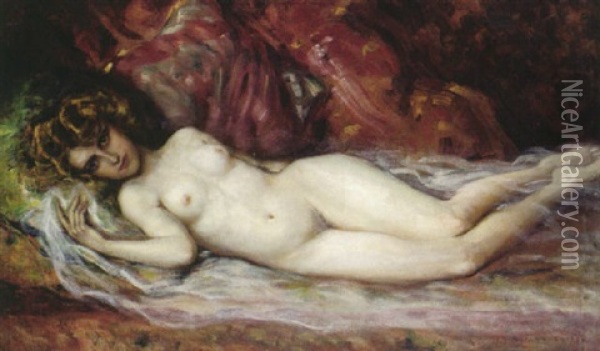 Liegender Weiblicher Akt Oil Painting - Eduard Adrian Dussek