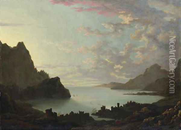 A bay at dusk Oil Painting - Alexander Cozens
