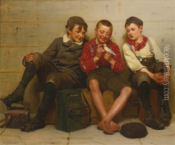 A Great Find Oil Painting - John George Brown