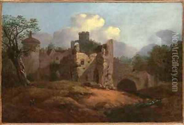 Landscape with a Ruined Castle Oil Painting - Thomas Gainsborough