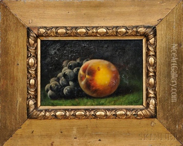 Still Life With Grapes And Peach Oil Painting - Carducius Plantagenet Ream