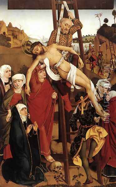Crucifixion of the Hof Altarpiece 1465 Oil Painting - Hans Pleydenwurff