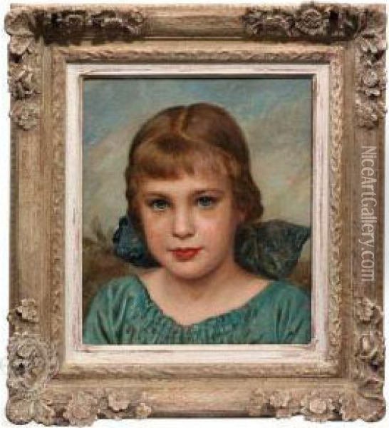 Portrait Ofa Young Girl Oil Painting - Fritz Erler