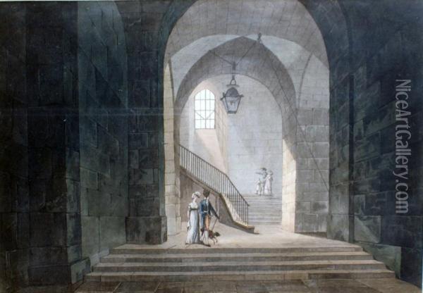 Escalier Au Chteau De Versailles Oil Painting - John Claude Nattes