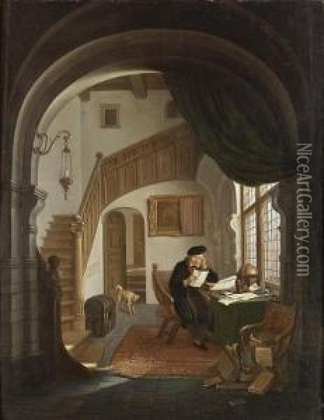 Scholar Oil Painting - Hendrick Van Der Burgh