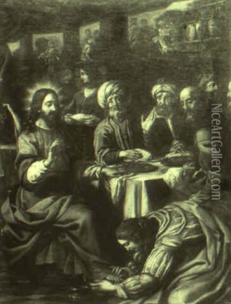 Supper At The House Of Simon The Parisee With Mary Magdalen And Christ Oil Painting - Lodovico (Il Cigoli) Cardi