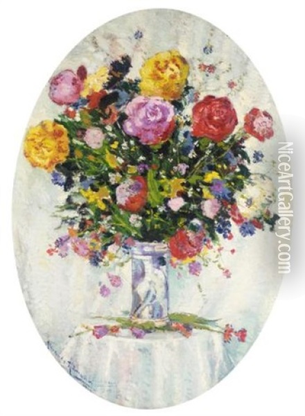 Still Life Of Flowers Oil Painting - Alexandre Altmann