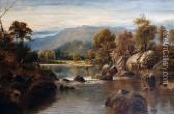 A Highland River Oil Painting - William Henry Mander