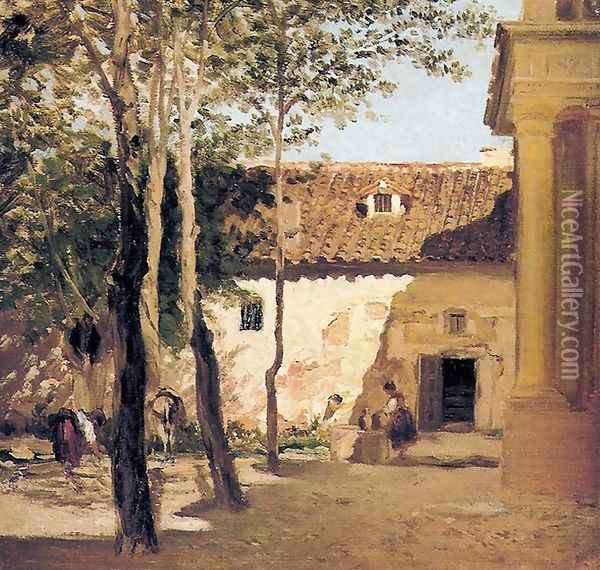 Patio del monasterio Oil Painting - Carlos de Haes