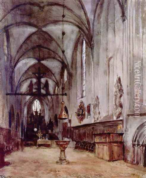 Chorus of the old abbey church in Berlin Oil Painting - Adolph von Menzel