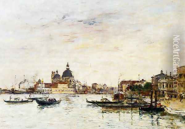 Venice, the Mole at the Entrance of the Grand Canal and the Salute Oil Painting - Eugene Boudin
