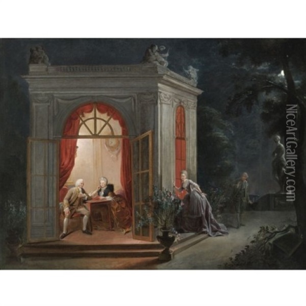 Le Contrat De Mariage Ou L'attente Nerveuse Oil Painting - Jean-Baptiste Andre Gautier d'Agoty