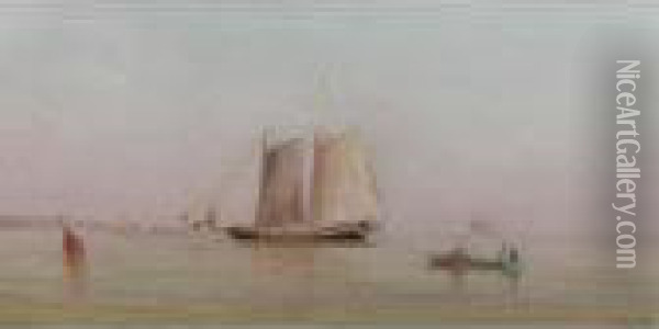 Misty Morning In New York Bay Oil Painting - Francis Augustus Silva