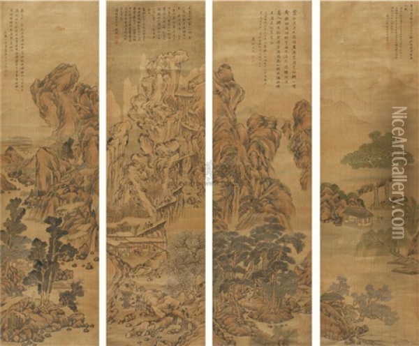 Landscape Of Four Seasons (4 Works) Oil Painting -  Wen Dian