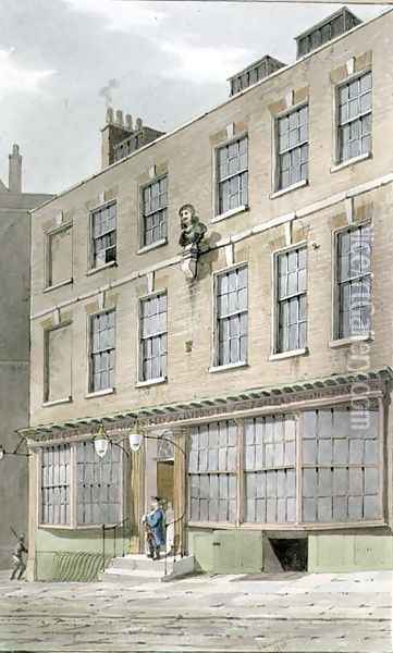 Grecian Coffee house, Devereaux Court, 1809 Oil Painting - George Shepherd